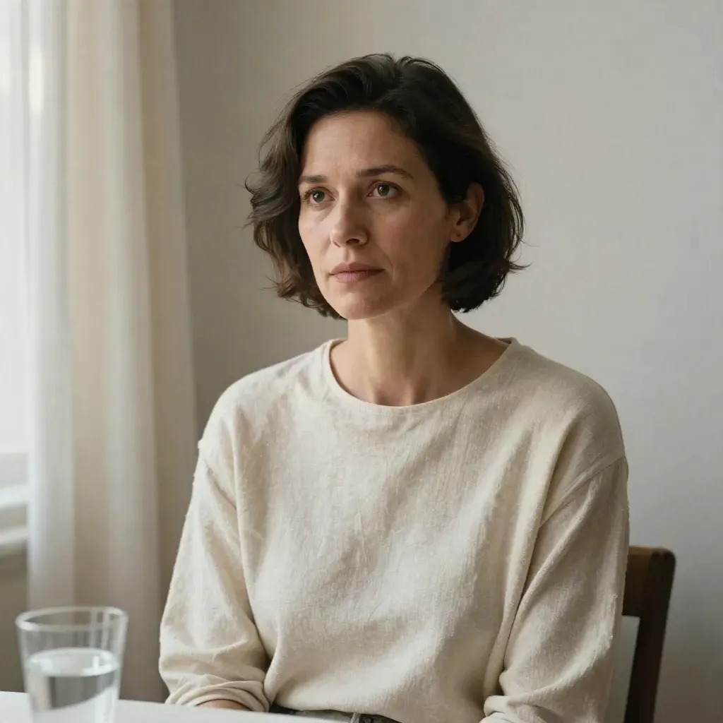 Eva Mertens im ruhigen Interview-Porträt, seitlich blickend, in heller Editorial-Atmosphäre.
