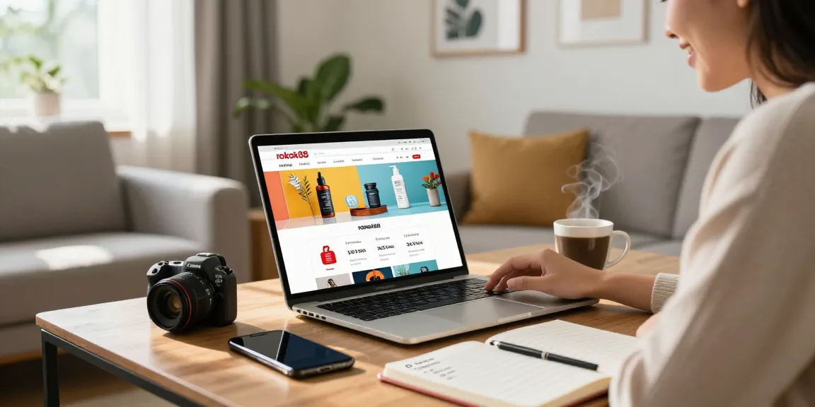 Engaging rokok88 login experience shown in a cozy living room during online shopping.